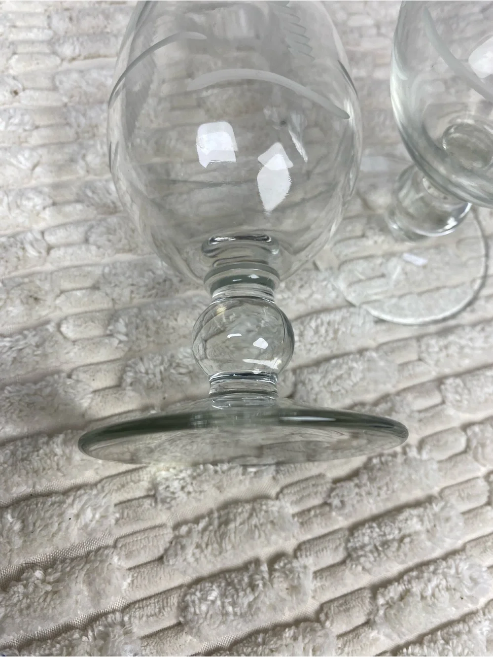 Rolf Glass Etched Palm Tree Hurricane Cocktail Glasses - Pair of 2